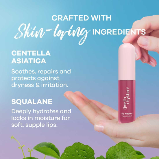 Earth Rhythm Lip Nectar Matte Liquid Lipstick, Weightless, Never Drying, No Mineral Oil 5g - Rose