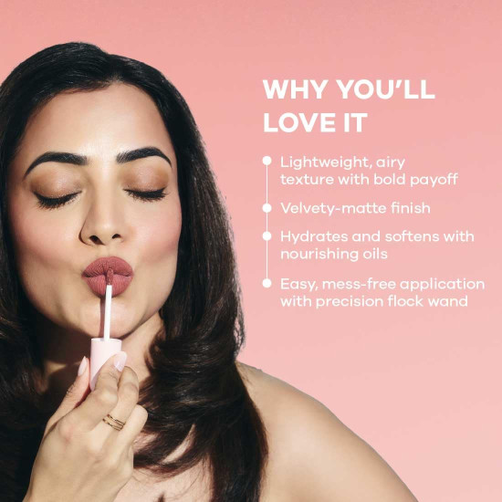 Earth Rhythm Lip Nectar Matte Liquid Lipstick, Weightless, Never Drying, No Mineral Oil 5g - Fig