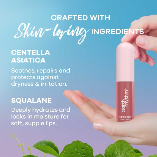 Earth Rhythm Lip Nectar Matte Liquid Lipstick, Weightless, Never Drying, No Mineral Oil 5g - Fig