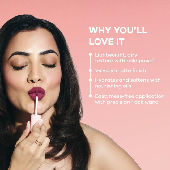 Earth Rhythm Lip Nectar Matte Liquid Lipstick, Weightless, Never Drying, No Mineral Oil 5g - Berry