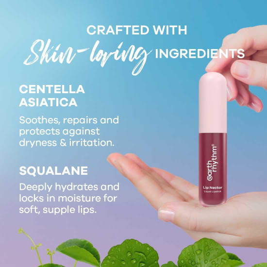 Earth Rhythm Lip Nectar Matte Liquid Lipstick, Weightless, Never Drying, No Mineral Oil 5g - Berry