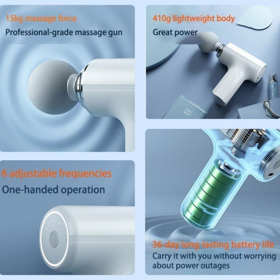 RAEMAO Charge Go Massage Gun | Body Massager for Pain Relief | Massage Gun for Back Leg & Full Body | Body, Neck, Shoulders, Back, Arms & Feet Massager | 4 Specialized Heads For Full Body Pain Relief (Multi Colour)