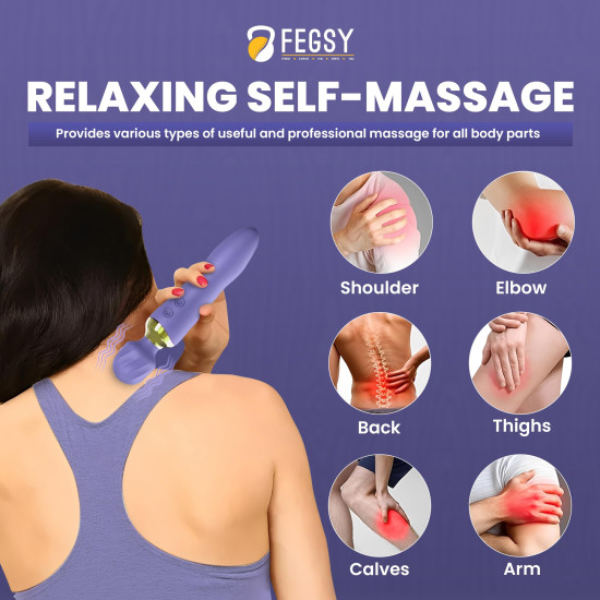 FEGSY Dual Heads Massager Machine for Pain Relief, Rechargeable Wireless Body Massager with Medical Grade Silicone (Purple)