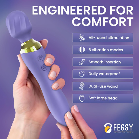 FEGSY Dual Heads Massager Machine for Pain Relief, Rechargeable Wireless Body Massager with Medical Grade Silicone (Purple)