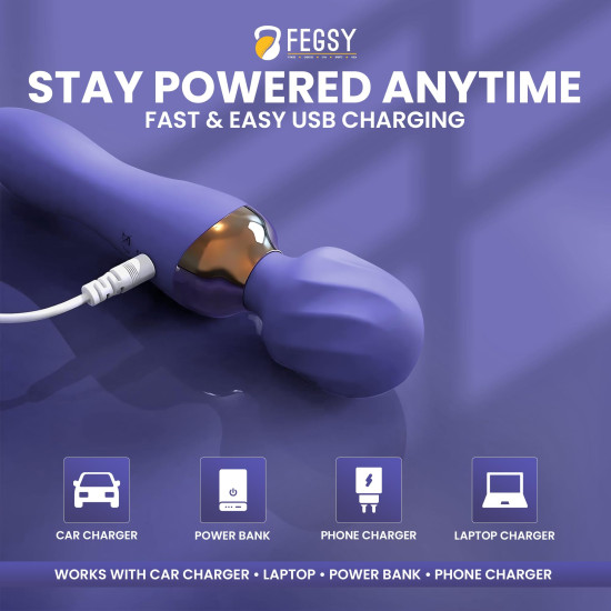 FEGSY Dual Heads Massager Machine for Pain Relief, Rechargeable Wireless Body Massager with Medical Grade Silicone (Purple)