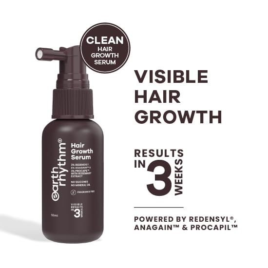 Earth Rhythm Hair Growth Serum with 3% Redensyl, 2% Anagain & Procapil. Visible Results in 3 Weeks