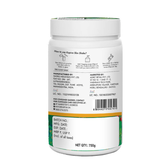 Kapiva Mango Slim Shake 750g | High-Protein Meal Replacement Drink with 7 Ayurvedic Herbs for Weight Control