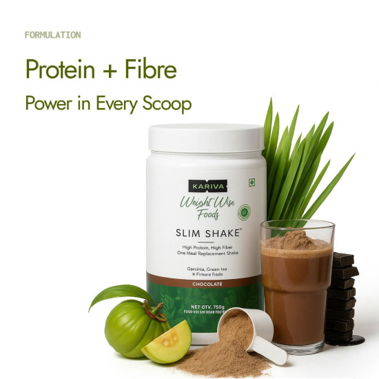 Kapiva Chocolate Slim Shake - Meal Replacement Drink Powered With 7 Ayurvedic Herbs For Healthy Weight Control & Management