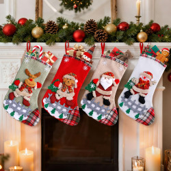 BAOTUJIA 4Pcs 12.8 Inch Big Christmas Stockings Decoration, Christmas Hanging Socks Set Suitable for XmasTree Decoration Items Home Ornament Wall Decor