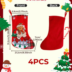 BAOTUJIA 4Pcs 12.8 Inch Big Christmas Stockings Decoration, Christmas Hanging Socks Set Suitable for XmasTree Decoration Items Home Ornament Wall Decor
