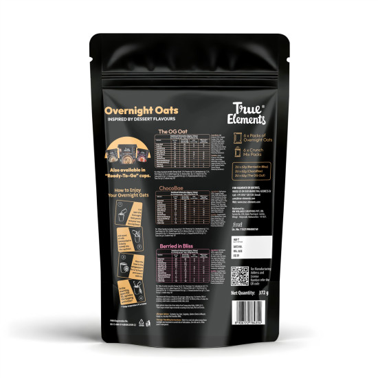 True Elements Overnight Oats - Inspired By Dessert Flavours 372gm