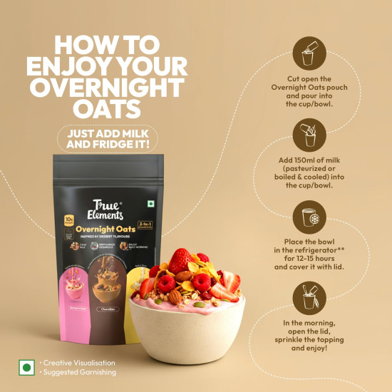 True Elements Overnight Oats - Inspired By Dessert Flavours 372gm