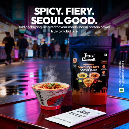 True Elements High Protein Savoury Oats - Flavours Of Asia - Pack of 6