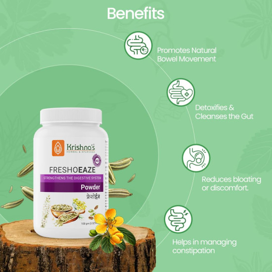 Krishna's Freshoeaze Powder | Ayurvedic Digestive Formula | Relieves Indigestion, Gas & Acidity | Natural Support for Gut Wellness | 100g