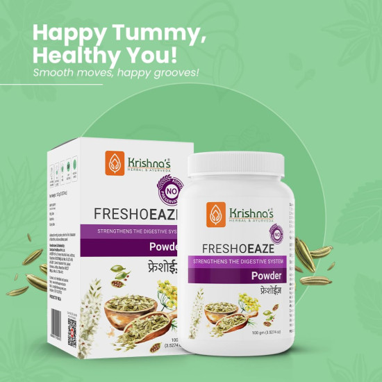 Krishna's Freshoeaze Powder | Ayurvedic Digestive Formula | Relieves Indigestion, Gas & Acidity | Natural Support for Gut Wellness | 100g