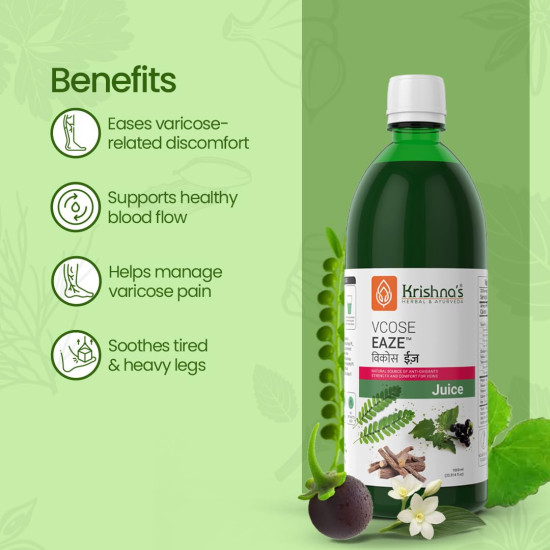 Krishna's Vcose Eaze Juice – Natural Source of Antioxidants - Herbal Juice for Comfort & Vitality – 1000 ml