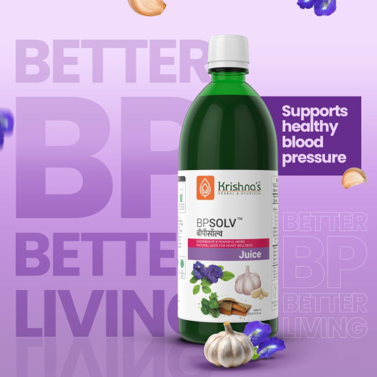 Krishna's BPSOLV Juice with 8 Herbs – Natural Support for Blood Pressure | Herbal Formula for Heart Health, Circulation & Overall Wellness - 1000 ml Krishna's BPSOLV Juice with 8 Herbs – Natural Support for Blood Pressure | Herbal Formula for Heart Health, Circulation & Overall Wellness - 1000 ml