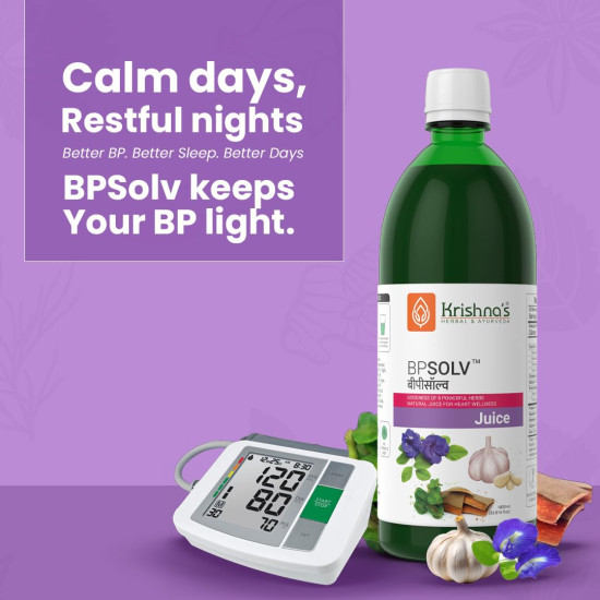 Krishna's BPSOLV Juice with 8 Herbs – Natural Support for Blood Pressure | Herbal Formula for Heart Health, Circulation & Overall Wellness - 1000 ml Krishna's BPSOLV Juice with 8 Herbs – Natural Support for Blood Pressure | Herbal Formula for Heart Health, Circulation & Overall Wellness - 1000 ml