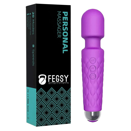 FEGSY Full Body Massager for Women & Men, Rechargeable Wireless Massager Machine for Pain Relief, Handheld Massager with Medical Grade Silicone, 8 Speeds, 20 Modes (Purple)