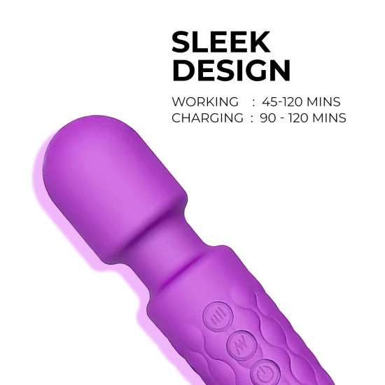 FEGSY Full Body Massager for Women & Men, Rechargeable Wireless Massager Machine for Pain Relief, Handheld Massager with Medical Grade Silicone, 8 Speeds, 20 Modes (Purple)