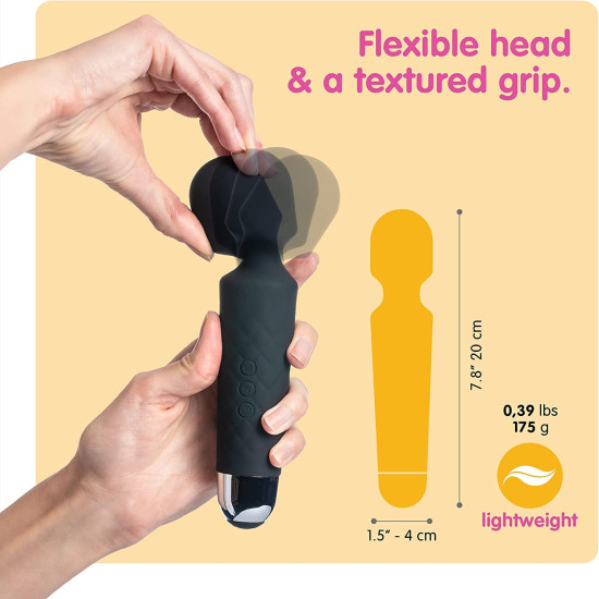 FEGSY Full Body Massager for Women & Men, Rechargeable Wireless Massager Machine for Pain Relief, Handheld Massager with Medical Grade Silicone, 8 Speeds, 20 Modes (Black+)