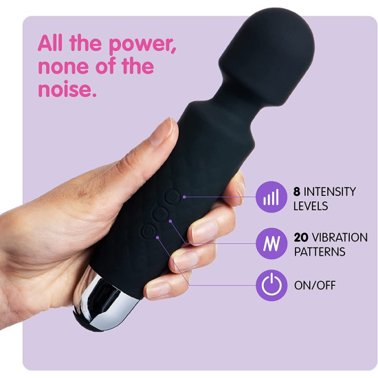 FEGSY Full Body Massager for Women & Men, Rechargeable Wireless Massager Machine for Pain Relief, Handheld Massager with Medical Grade Silicone, 8 Speeds, 20 Modes (Black+)