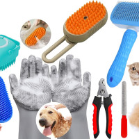 Style Keepers 6-in-1 Pet Grooming Combo for Dogs & Cats | Bathing Brush, Silicone Shampoo Dispenser, Deshedding Glove, Slicker Brush, Nail Clipper & File | Complete Pet Cleaning, Bathing & Shedding Care Kit