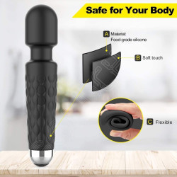 RONXS Full Body Massager for Women & Men, Rechargeable Wireless Machine for Pain Relief, Handheld Personal Massager Vibrator with Medical Grade Silicone, 8 Speeds, 20 Modes (Perosnal Massager)