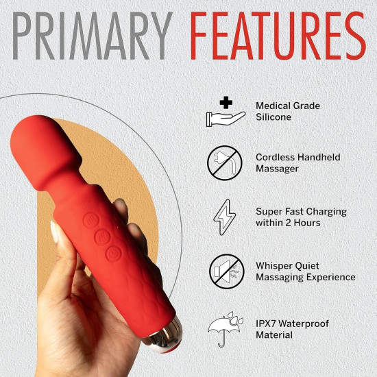 RONXS Full Body Massager for Women & Men, Rechargeable Wireless Machine for Pain Relief, Handheld Personal Massager Vibrator with Medical Grade Silicone, 8 Speeds, 20 Modes (Perosnal Massager)