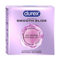 Durex Naturals Smooth Glide Condoms for Men - 3 Count | with 2X Water-Based Lubricant | Ultra Thin