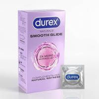Durex Naturals Smooth Glide Condoms for Men - 10 Count | with 2X Water-Based Lubricant | Ultra Thin