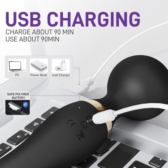 Double Vibration Body Massager | Handheld Dual Massager Stick with 360° Rotation | Rechargeable Electric Pain Relief & Relaxation Device for Full Body Use