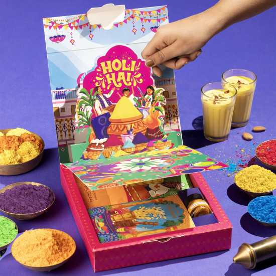 Phool 6+ Holi item Mohalla Pop-up Gulaal Box 2026 | Natural color Purple + Orange 75g Each | Thandai Powder + Chandan Tika 15g | Herbal and Organic Holi colour Gift Box with Skin Safety Certificate & Greeting Card | Premium Holi Gift Hamper Phool 6+ Holi item Mohalla Pop-up Gulaal Box 2026 | Natural color Purple + Orange 75g Each | Thandai Powder + Chandan Tika 15g | Herbal and Organic Holi colour Gift Box with Skin Safety Certificate & Greeting Card | Premium Holi Gift Hamper