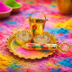 Jaipur Ace Laddu Gopal Holi Pichkari Balti Thali Set Mini Golden Kanha Ji Holi Decoration Accessories | Temple Pooja Decorative Holi Festival Gift Set (Pack of 1) (LADDO Gopal PICHKARI)