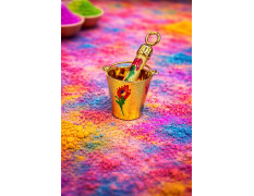 Jaipur Ace Laddu Gopal Holi Pichkari Balti Thali Set Mini Golden Kanha Ji Holi Decoration Accessories | Temple Pooja Decorative Holi Festival Gift Set (Pack of 1) (LADDO Gopal PICHKARI)