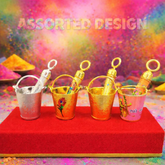 Jaipur Ace Laddu Gopal Holi Pichkari Balti Thali Set Mini Golden Kanha Ji Holi Decoration Accessories | Temple Pooja Decorative Holi Festival Gift Set (Pack of 1) (LADDO Gopal PICHKARI)