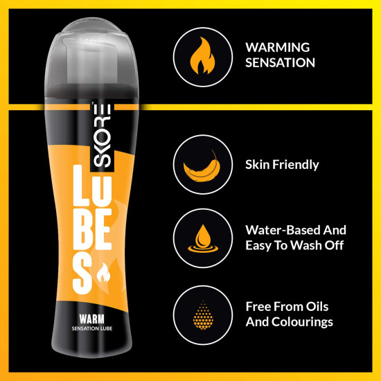 Skore Lubes Pleasure Lubricant Gel for Men & Women | Warm Sensation | Skin Friendly | Water Based | Compatible with condoms| 50ml