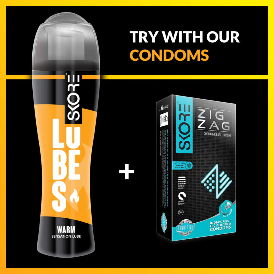 Skore Lubes Pleasure Lubricant Gel for Men & Women | Warm Sensation | Skin Friendly | Water Based | Compatible with condoms| 50ml