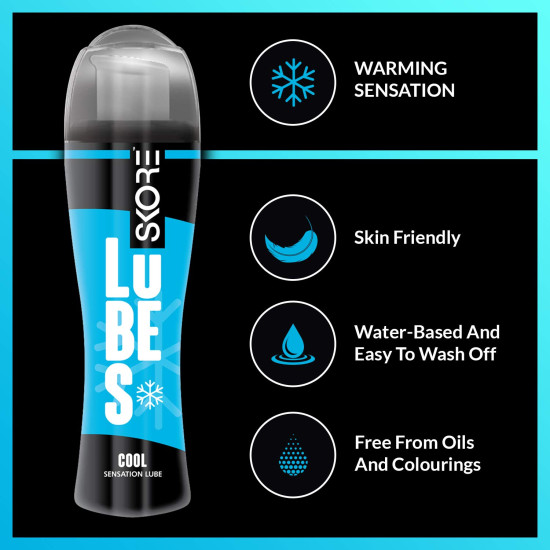 Skore Lubes Pleasure Lubricant Gel for Men & Women | Cool Sensation | Skin Friendly | Water Based | Compatible with condoms| 50ml