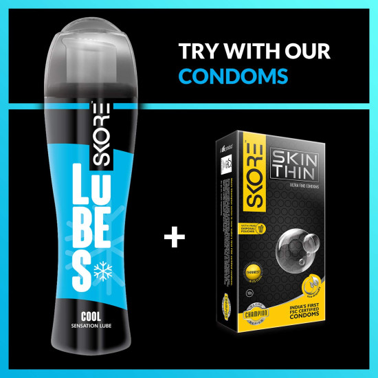 Skore Lubes Pleasure Lubricant Gel for Men & Women | Cool Sensation | Skin Friendly | Water Based | Compatible with condoms| 50ml