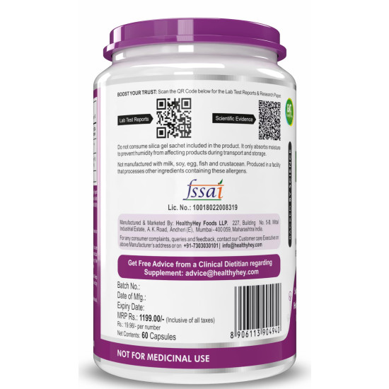 HealthyHey Nutrition Pine Bark Extract - 100 mg per serving - 60 Vegetable Capsules