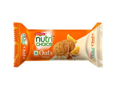Britannia NutriChoice Oats Cookies - Orange With Almonds, Healthy Snack, Fibre Enriched, 75 g