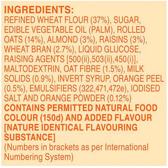 Britannia NutriChoice Oats Cookies - Orange With Almonds, Healthy Snack, Fibre Enriched, 75 g