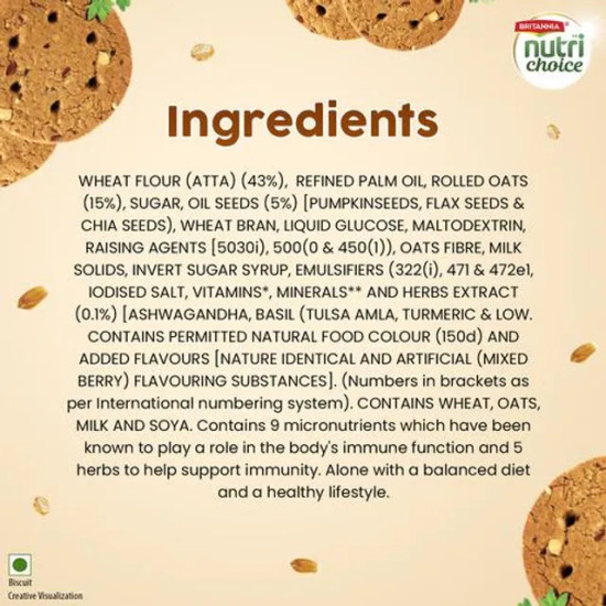 Britannia Nutrichoice Herbs Biscuits - 0% Maida, Rich In Vitamins & Minerals, Helps Support Immunity, 100 g