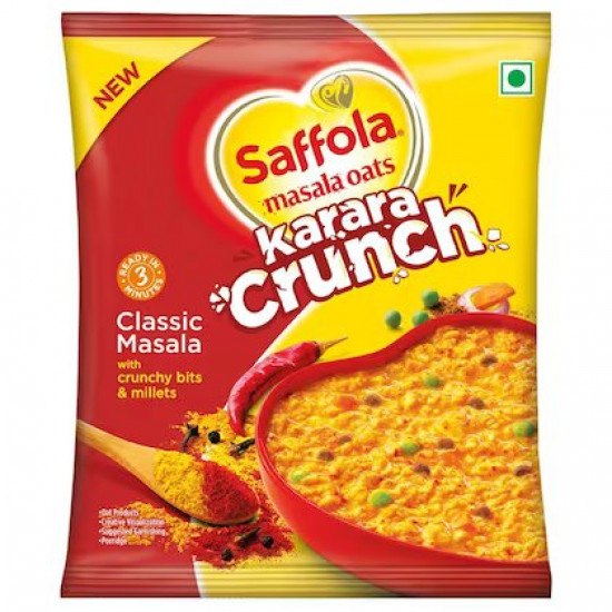 Saffola Masala Oats - Karara Crunch, Classic Masala, Tasty Recipe, 42 g