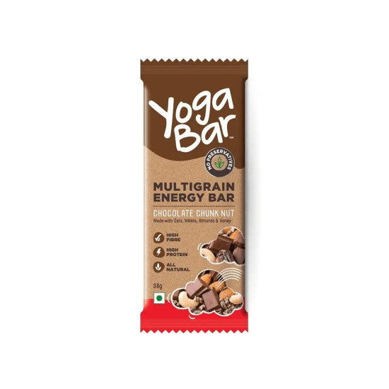 Yoga Bar Multigrain Energy Bar - Chocolate Chunk Nut, Healthy, High In Protein & Fibre, 38 g