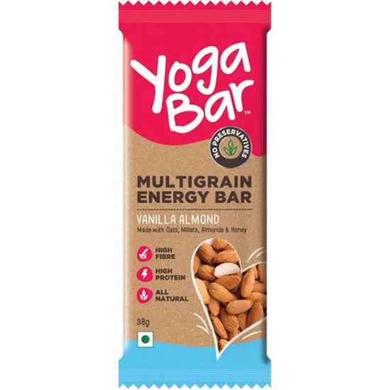 Yoga Bar Multigrain Energy Bar - Vanilla Almond, Healthy Snack, High In Protein & Fibre, 38 g