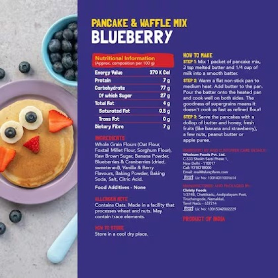 Slurrp Farm No Maida Instant Pancake Mix-blue berry, 50g