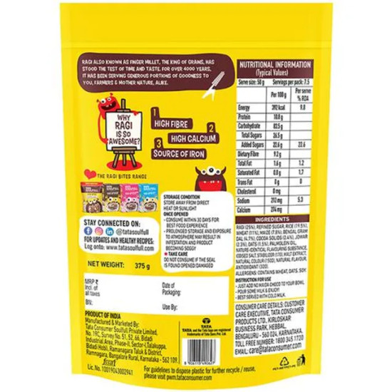 Tata Soulfull Ragi Bites - No Maida Choco, Healthy Breakfast, 375 g