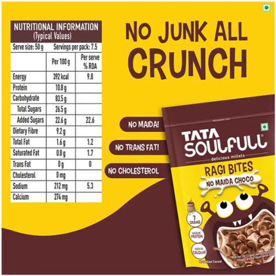 Tata Soulfull Ragi Bites - No Maida Choco, Healthy Breakfast, 375 g